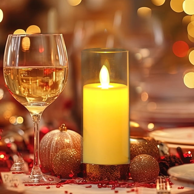 LED Electronic Candle | Flameless Battery Operated Candle Light for Home Decor | Acrylic Glass Cup with Flickering Flame Effect