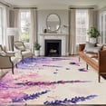 thumbnail image 3 of Spring Lavender Area Rug 5x8 FT, Non Slip Bedroom Throw Carpet, Butterfly Purple Farmhouse Floral Leaf Washable Soft Floor Carpet Non-Shedding Rug for Living Room Nursery Dorm Office, 3 of 9