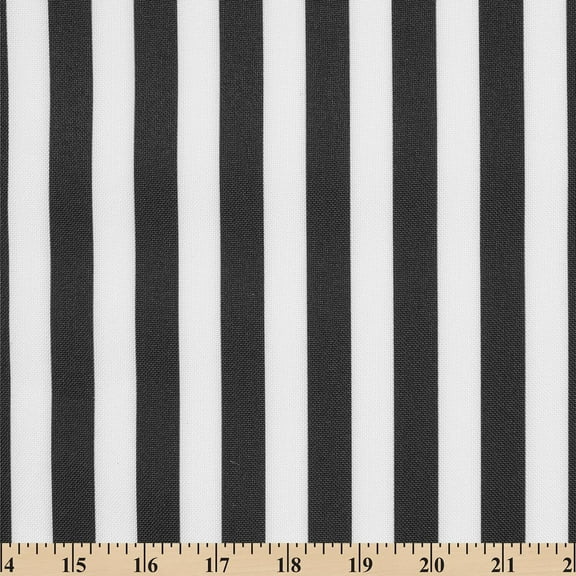 Printed Slim Stripe Canvas Fabric Waterproof Outdoor 62" Wide 600 Denier Sold by The Yard (Black / White)