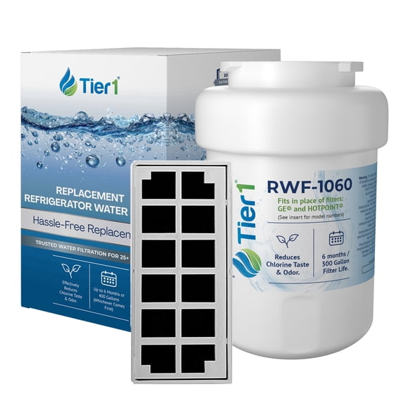 Tier1 MWF Refrigerator Water & Air Filter Combo | Replacement for GE SmartWater MWFP, MWFA, GWF, GWFA, HWF, Kenmore 9991, 46-9991, 469991, WSG-1, WFC1201, ODORFILTER, Fridge Filter
