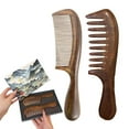 thumbnail image 2 of Walnut Wood Hair Comb Wide Tooth Detangling Styling Tool for Curly Hair Natural Wooden Comb with Smooth Handle Two Pack, 2 of 9