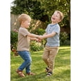 thumbnail image 5 of Cenuakty 3M-4T Toddler Baby Boys Summer T-Shirts Striped Half Button Up Crew Neck Short Sleeve Casual Tops, 5 of 8