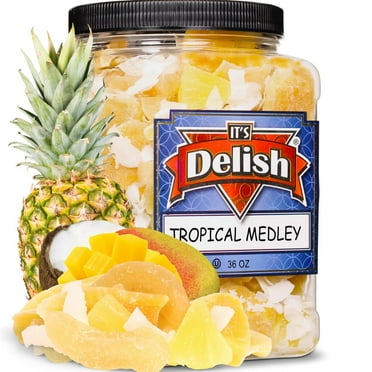 Tropical Mixed Dried Fruit Medley - by Its Delish, 40 OZ Jumbo Container  Healthy Snacks for Adults  Fresh Snack Mix Dry Fruit  Pineapple Mango Guava Coconut  Vegan, Kosher