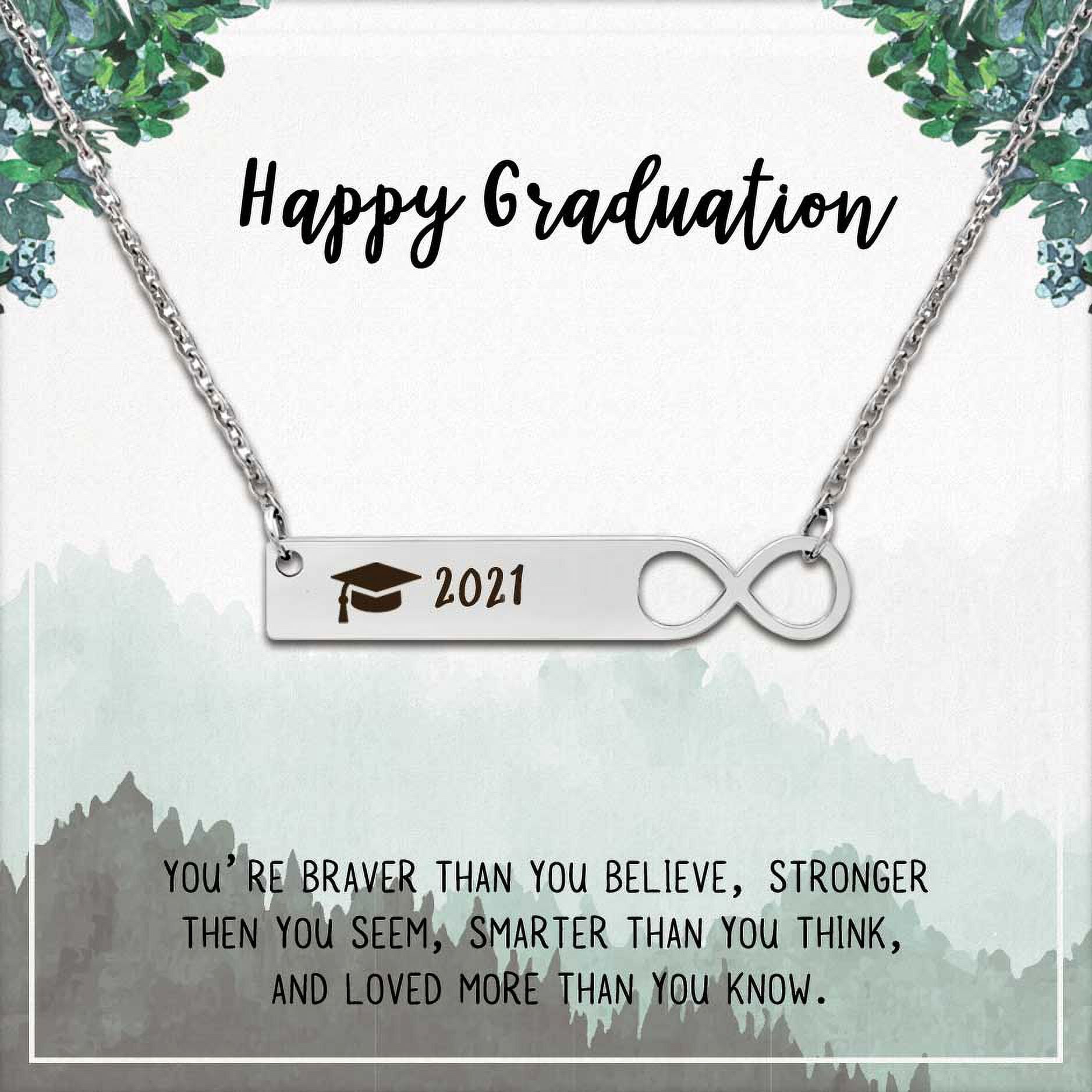Anavia College Graduation Gift for Her -  High School 2021 Graduation Gifts for Daughter - Stainless Steel Engraved Bachelor Cap Necklace
