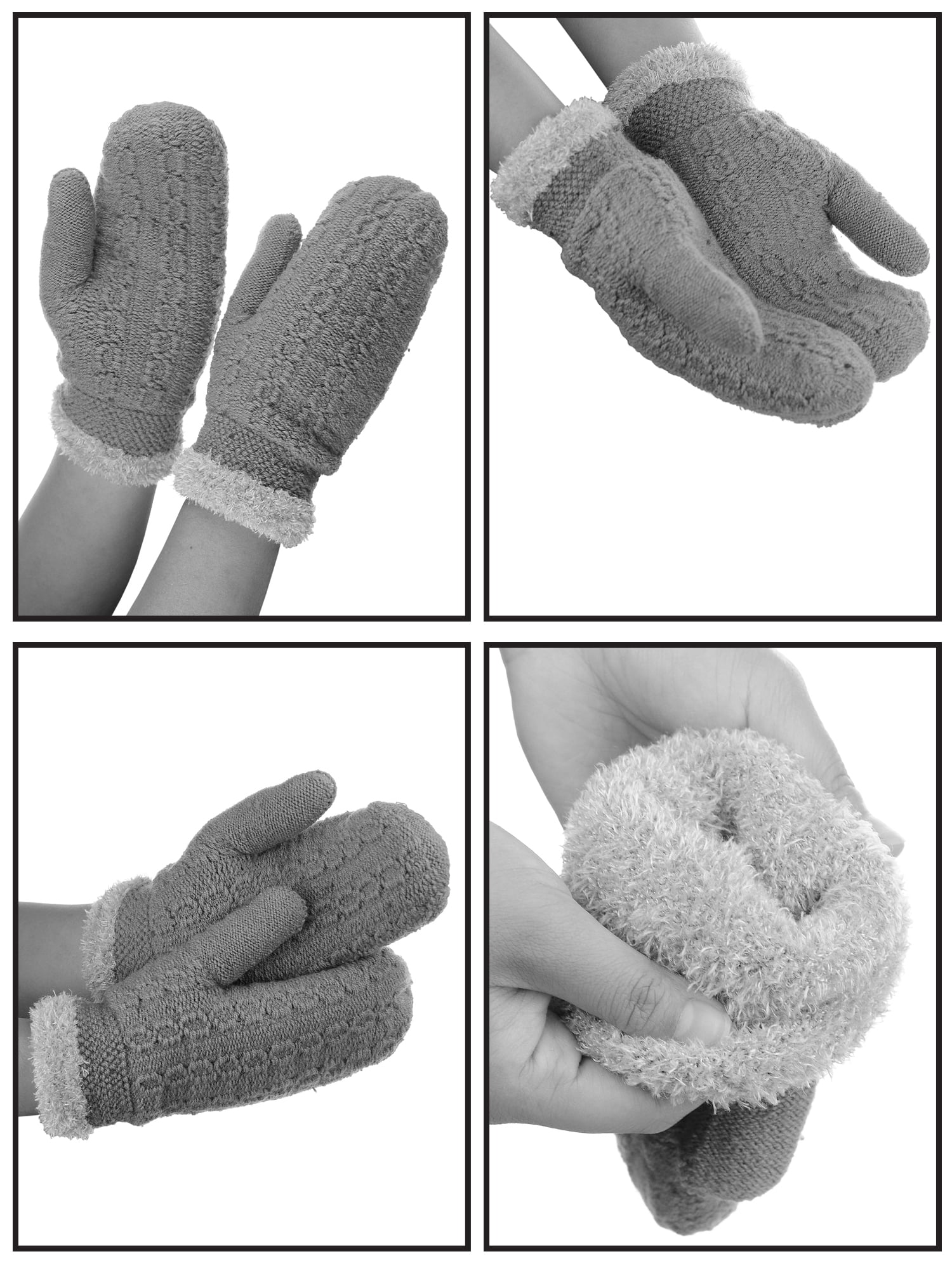 D&Y Womens Winter Warm Knit Plush Lined Stretchy Snug Fit Mittens