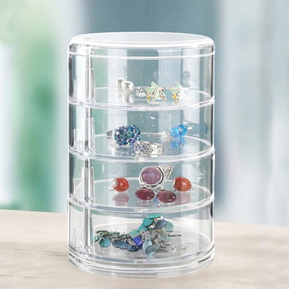 KYAIGUO 6.85x4.57inch Jewelry Organize Plastic Desktop Organizer,Practical Rotating Jewelry Organizer