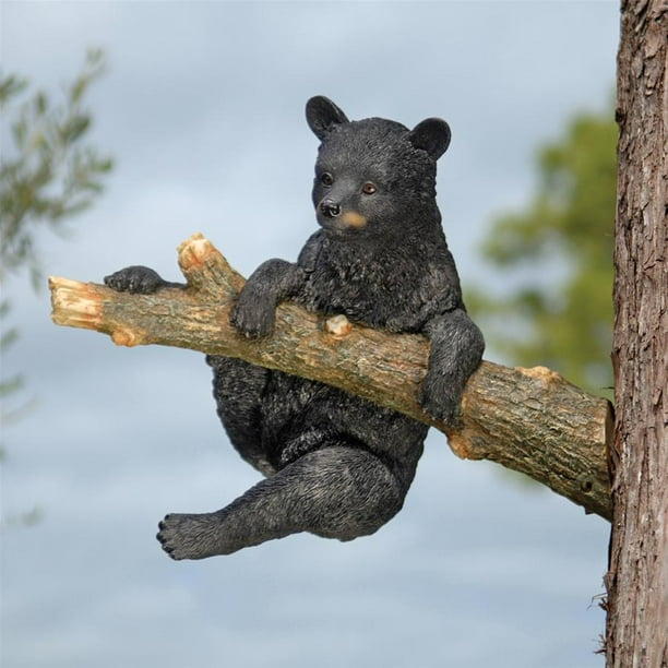 Design Toscano Up a Tree Hanging Black Bear Cub Sculpture Climbing
