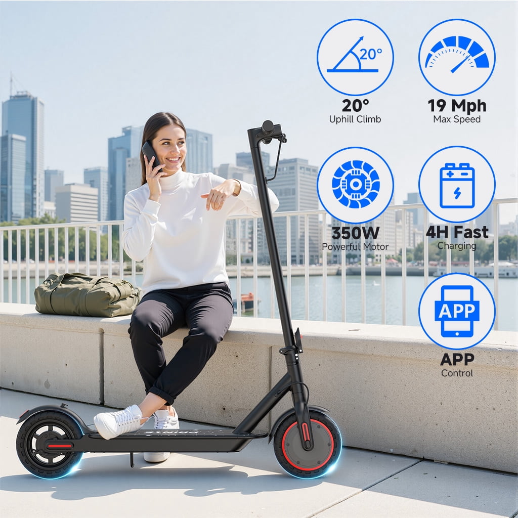 PRINTE N6 Electric Scooter 350W with LCD Display Waterproof APP 19MPH for Adult and Teen UL2272