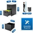 thumbnail image 3 of 2 Drawer File Cabinet on Wheels, Mobile Two Drawer Filing Cabinet with Lock, Small Rolling Files Cabinets for Under Desk, Metal Filing Cabinets for Letter Size Folders - Assembly Required, 3 of 15