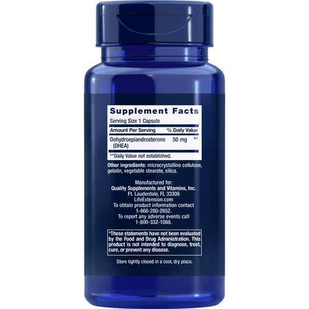Life Extension DHEA 50 mg – Dehydroepiandrosterone – Supplement for Hormone Balance, Immune Support, Sexual Health, Bone & Cardiovascular Health, Anti-Aging & Mood Support – Gluten-Free, Non-GMO – 60