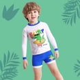 thumbnail image 3 of Kids Boys UPF 50+ UV Swimwear Sun Protective Long Sleeve Two Piece Swimsuit Cartoon Printed Swimwear BlueWhite 8Years, 3 of 8