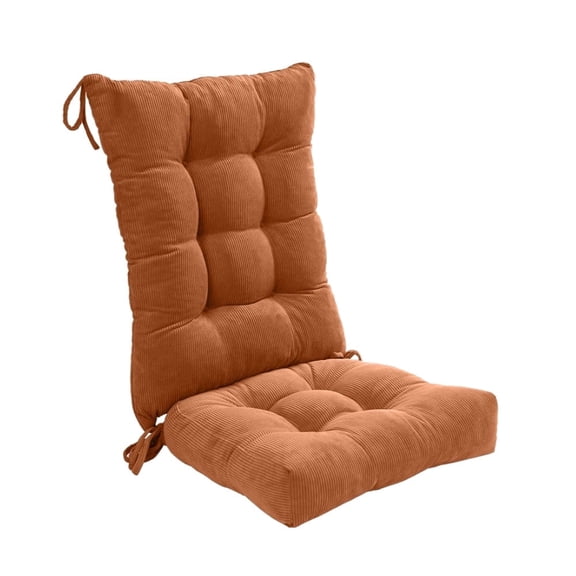 Millsilo 38" x 17" x 3" Indoor Tufted Rocking Chair Cushion & Seat Pad with Non-Slip Base & Secure Ties — Orange