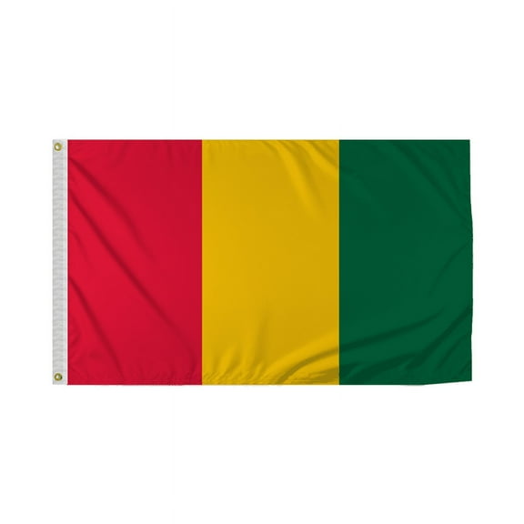 Promopatriot Guinea National Flag 3x5 ft Polyester Double Stitched Edges Polyester Header Metal Grommets Fade Resistant & Vivid Colors Indoor