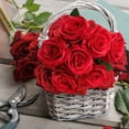thumbnail image 5 of 10 Pack Artificial Rose Flower Red Silk Roses with Stem Fake Flowers Bouquet for Wedding Party Valentine's Day Decor (Red), 5 of 7