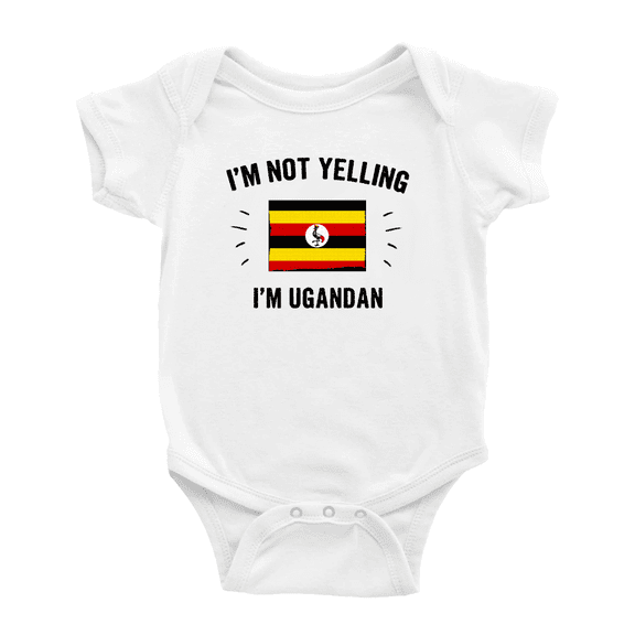 I'm Not Yelling, I'm Ugandan Baby Bodysuit Newborn Clothes Outfits (White, 0-3 Months)