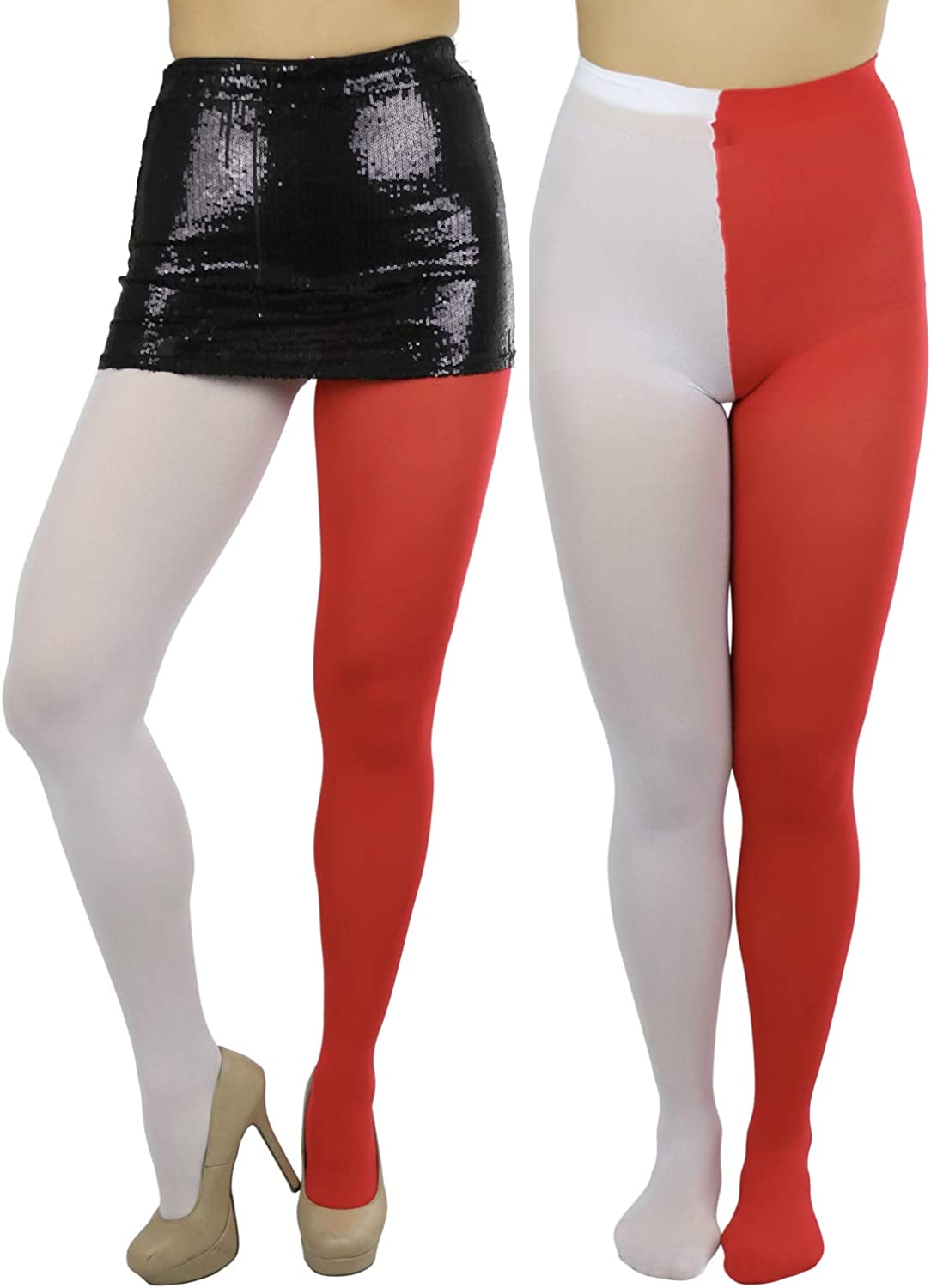 Black & White Two-Tone Jester Style Opaque Tights - Walmart.com