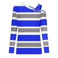 thumbnail image 4 of CLOISE Womens Blouses Fall Trendy Striped Shirts V-Neck Long Sleeve Cold Shoulder Blouses Soft Colorblock Hollow Asymmetrical Tees Elegant Outfits Blue 2XL, 4 of 4