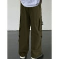 thumbnail image 4 of Flat Pocket Parachute Pants for Men Casual Baggy Cargo Pants Unisex Street Y2K Pants Drawstring Trouser, 4 of 4