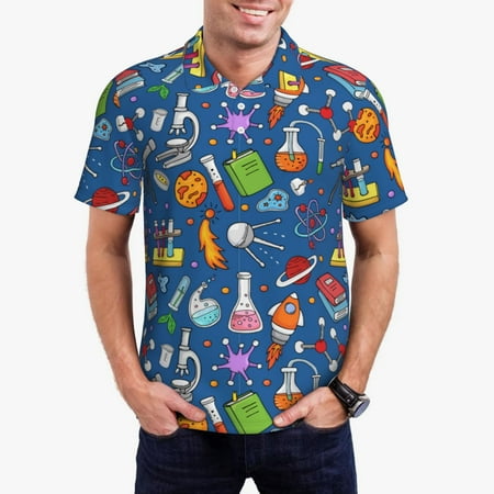 Haiem Different Chemical Things Pattern Mens Polo Shirts Quick Dry Short Sleeve Golf T Shirt Performance Moisture Wicking Casual Workout-XX-Large