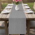 thumbnail image 4 of Black White Vertical Striped Table Runner 72 Inches, Farmhouse Thin Line Stripes Bed Runner Dresser Scarves Tabletop for Indoor Outdoor Parties/Ceremony/Banquet, 13" x 72", 4 of 9