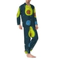 thumbnail image 2 of Uemuo Avocado in Space Pattern 2-Piece Loungewear Set - Men’s Soft Sleepwear, Cozy Winter PJs, Comfy Sleep Set-, 2 of 7