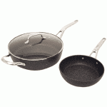 The Rock 8 & 11" Frypan w/SS Handle+Lid