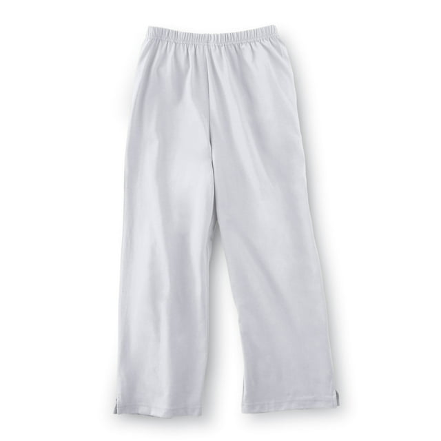 Pantalones capri cortos de punto de algodón para mujer con cintura elástica, color gris, talla XXX grande
