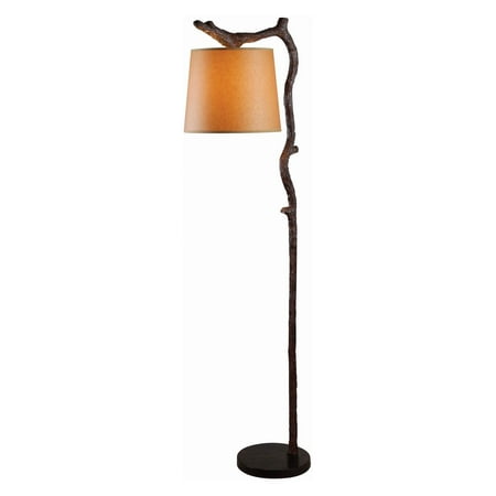 Kenroy Home Overhang Floor Lamp in Bronzed Color with Oil Paper Shade