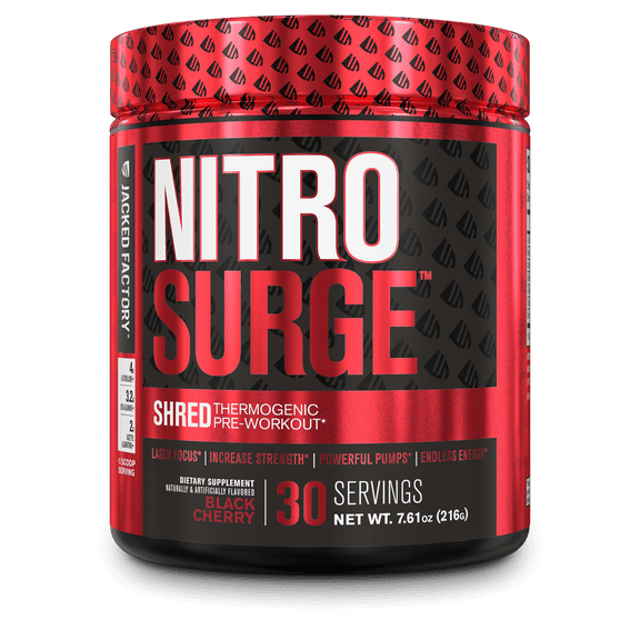 Nitrosurge Shred Pre Workout Supplement -30Sv, Black Cherry