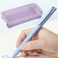 thumbnail image 4 of 1 Pack Plastic Pencil Box Large Crayon Box Pencil Case with Snap Closure Lids Multi Purpose Clear Plastic Storage Organizer for Office Supplies, Purple, 4 of 8