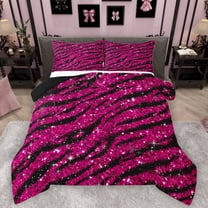 Homewish Tiger Stripes Bedding Comforter Set,Jungle Animal Twin Comforter Sets,Hotpink Bling Print Bedding Set For Gir Boy,Super Cozy Room Decor Reversible,2pcs