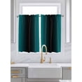 thumbnail image 2 of Tier Curtains 45 Inches Long, Teal Black Ombre Window Treatment Curtain Drapes, Gradient Contemporary Abstract Art Small Curtain Drapes for Bathroom Laundry Room, 27.5"x45", 2 Panels, 2 of 7