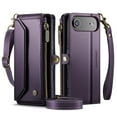 thumbnail image 2 of CaseMe Leather for iPhone Air 6.5-inch Case Wallet【RFID Blocking】with 7-Card Holder Zipper Bills Slot, Soft PU Leather Magnetic Shoulder Wrist Strap for iPhone Air 6.5-inch Wallet Case Women,Purple, 2 of 12