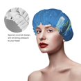 thumbnail image 2 of KLL Hibiscus Flowers Calm Water Pattern Shower Cap & Bath Cap for Women,Reversible Oversized Waterproof Shower Caps for all Hair Lengths,Elastic Reusable Bathing Hair Cap, 2 of 6