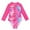 Hot Pink, variant on UPF 50 Long Sleeve Zipper Rash Guard Swimsuit for Toddler Girls Sun Protective Bathing Suit with Ruffle Detail