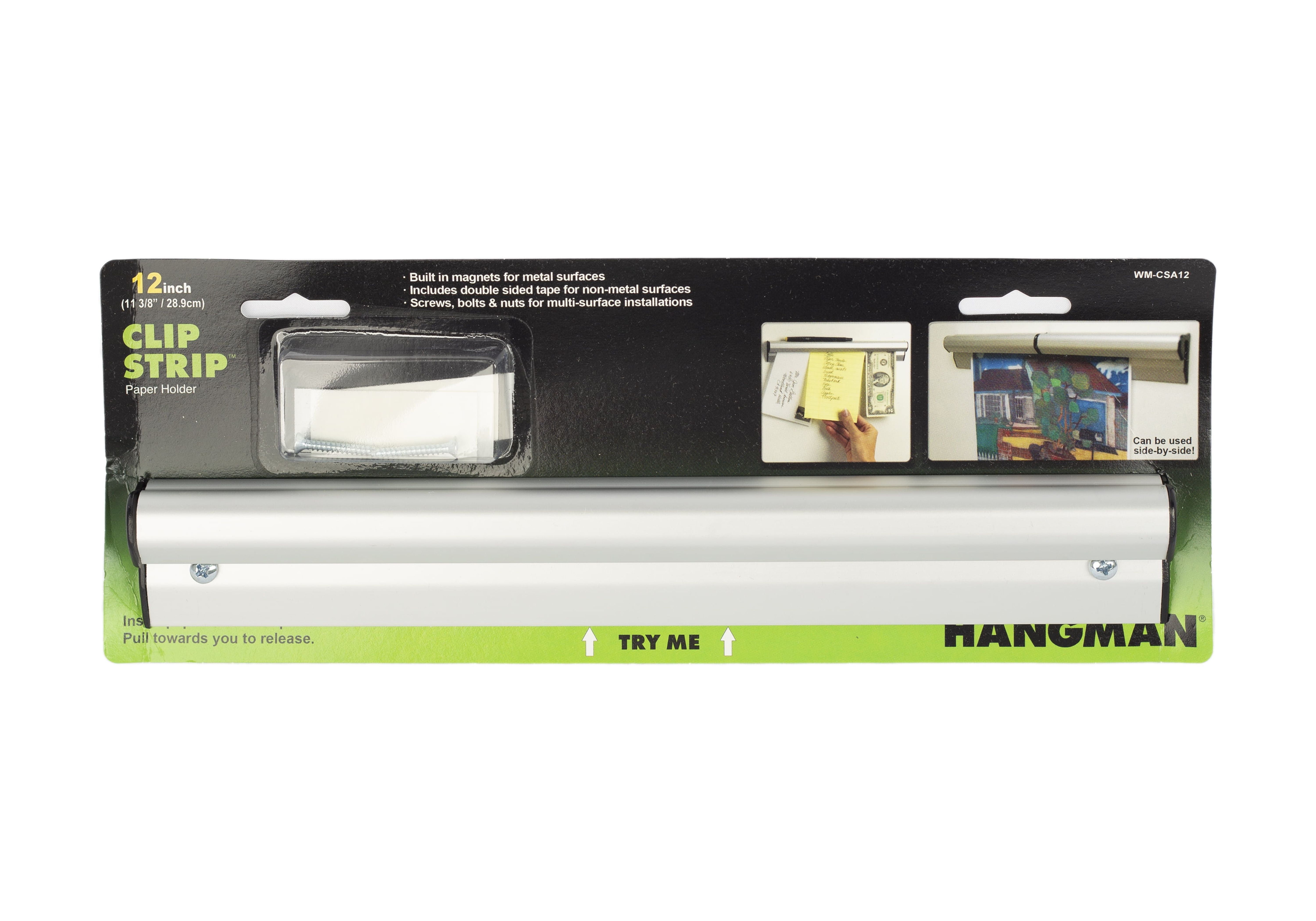(2 pack) Hangman Clip Strip Note and Paper Holder - 12"