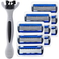 thumbnail image 2 of Rastrillo Afeitar Alto Rendimiento SmoothMax 3Paqs 3x3Cartuchos 1Mango 6Hojas Cabeza Flexible Gris/Negro/Azul Acero Inox, 2 of 2
