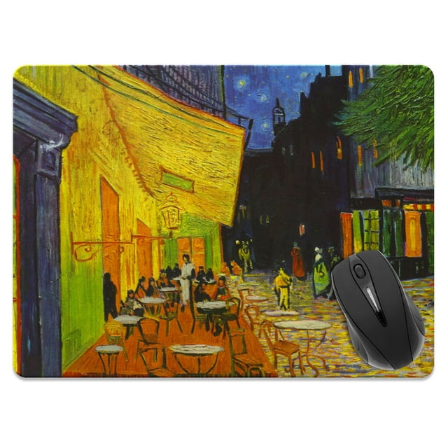 FINCIBO Super Size Rectangle Mouse Pad, Non-Slip X-Large Mouse Pad for Home, Office, and Gaming Desk, Cafe Terrace At Night Van Gogh