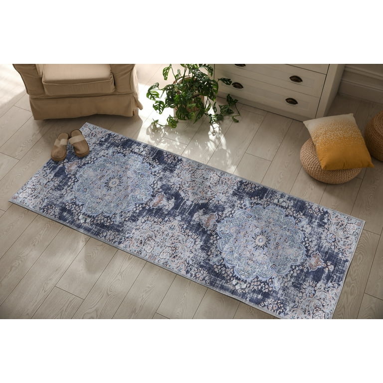 CAMILSON Machine Washable Area Rugs with Non Slip (Anti-Slip) Backing for  Living Room Bedroom, Distressed Vintage Washable Rug 8x10, Stain and Water