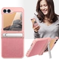 thumbnail image 5 of Dteck for Samsung Galaxy Z Flip 6 Case with Hinge Cover & Built-in Stand & Tempered Glass Screen Protector,Military Grade Drop Protection, Heavy Duty Matte Hard Case for Samsung Z Flip6,Glitter Pink, 5 of 7