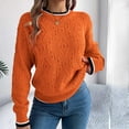 thumbnail image 2 of HAPIMO Sweaters for Women Trendy Crewneck Solid Long Sleeve Color Block Sweater Fall Chunky Cable Knit Pullover Tops Orange XL, 2 of 7