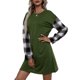 thumbnail image 1 of Vestido suelto de mujer de manga larga túnica de empalme a cuadros Tops Vestido de cambio Camiseta l Abanopi Verde/Grande, 1 of 7