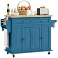 thumbnail image 1 of HOMCOM Îlot de Cuisine Moderne Roulant avec Tiroirs, Bleu, 1 of 10