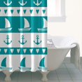 thumbnail image 5 of Compass Nautical Shower Curtain Featuring Anchor, Boat, Sea, Seaside Coastal Marine Ocean Waves and Lighthouse Pattern, Map Design, Waterproof Fabric Curtain with Hooks, 5 of 5