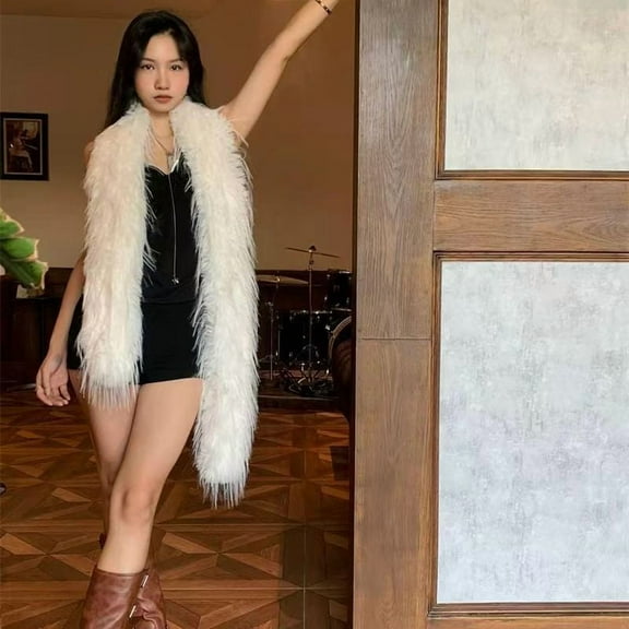 Winter Personality Hot Girl Fashion Show Warm Double-Sided Furry Scarf Imitation Turkey Feather Thickened Scarf