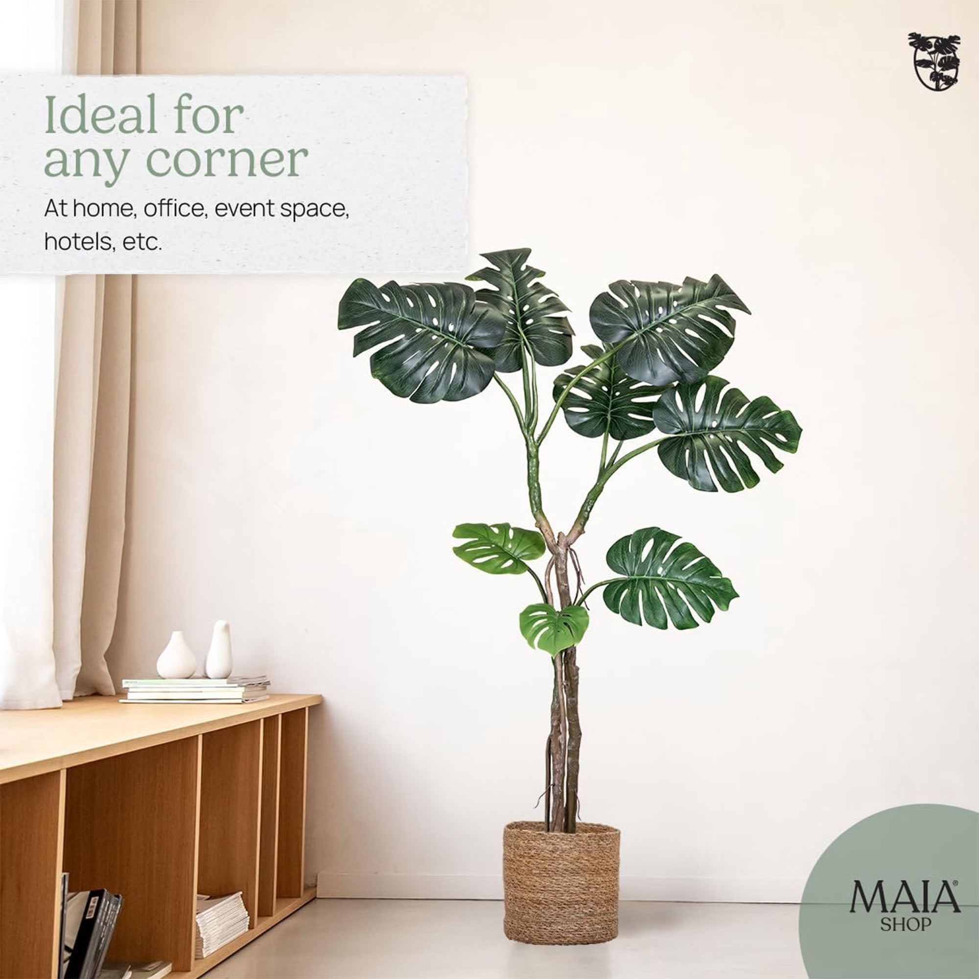 Maia Shop 5ft Artificial Monstera Plant, Fake Plants for Home Decor