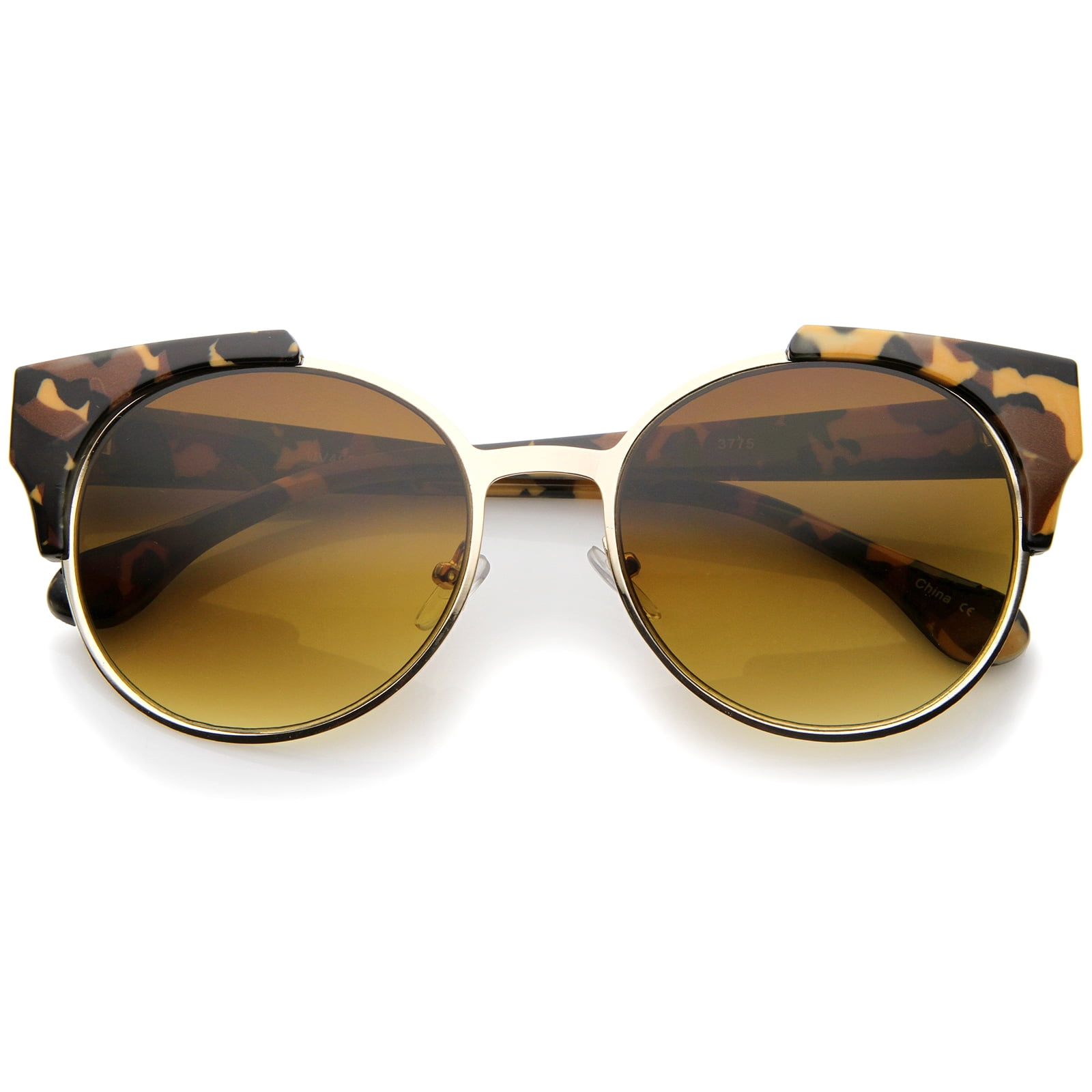 sunglassLA Unisex Womens Two-Toned Metal Cutout Round Cat 