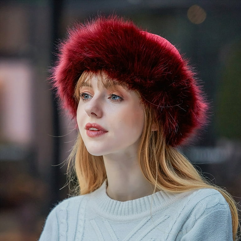 Leaveforme Faux Mink Fox Fur Braided Warm Thick Hat Faux Fur Hats
