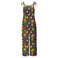 thumbnail image 3 of Jinhomg Holiday Overalls for Women 2025 Fancy Mardi Gras Themed Jumpsuits Loose One Piece Sleeveless Wide Leg Rompers with Pockets Sales Today Clearance Multicolor M, 3 of 5