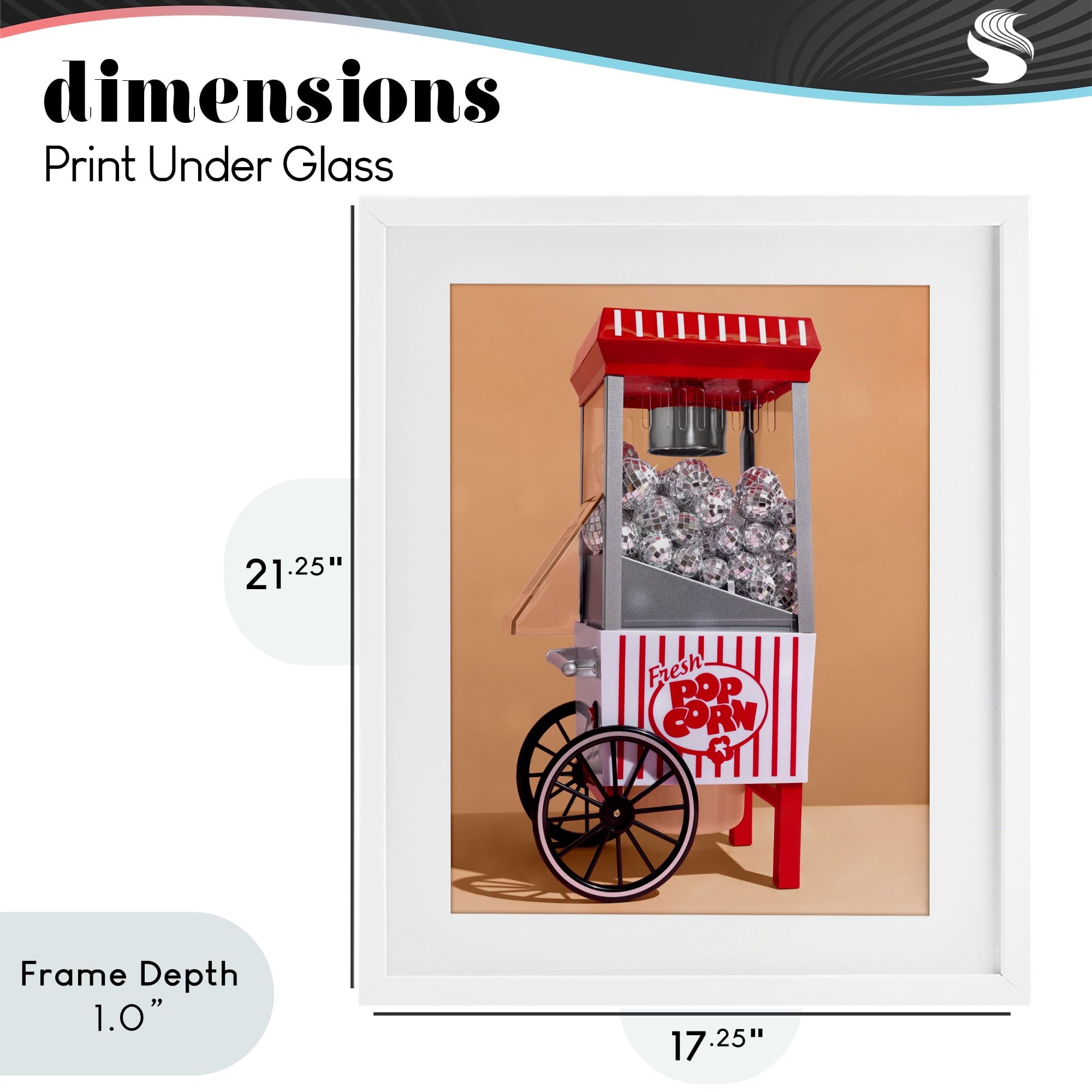 Stupell Industries Retro Disco Popcorn Machine White Framed Print Under Glass, design by LISH Creative